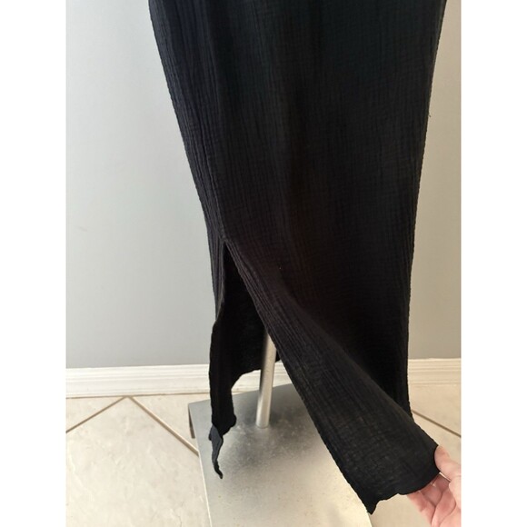 Magaschoni Maxi Dress Size S Black Babydoll Gauze Flutter Whimsigoth Witchy - Picture 15 of 16
